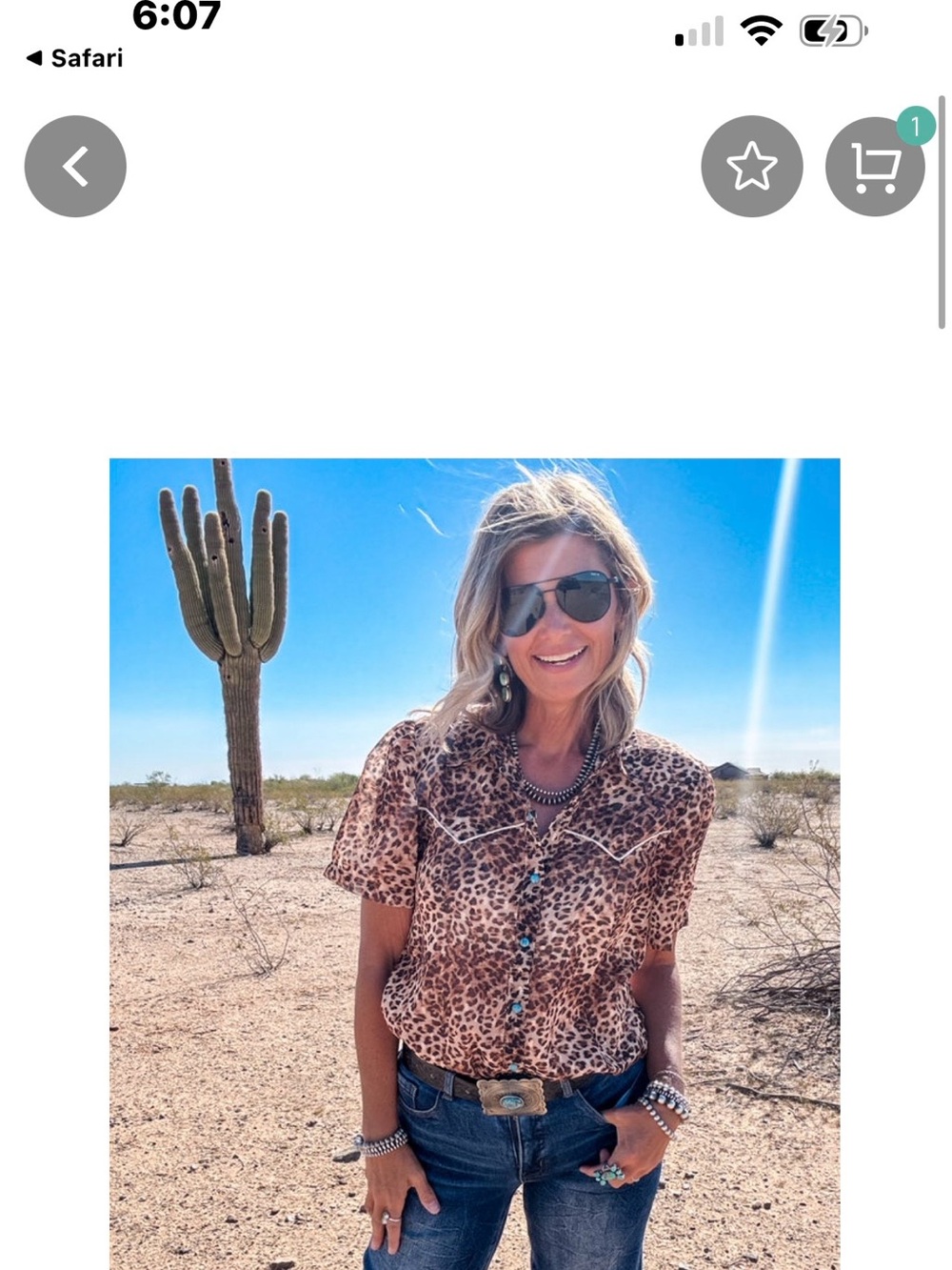 Leopard Print Short Sleeve Western Blouse - Brown